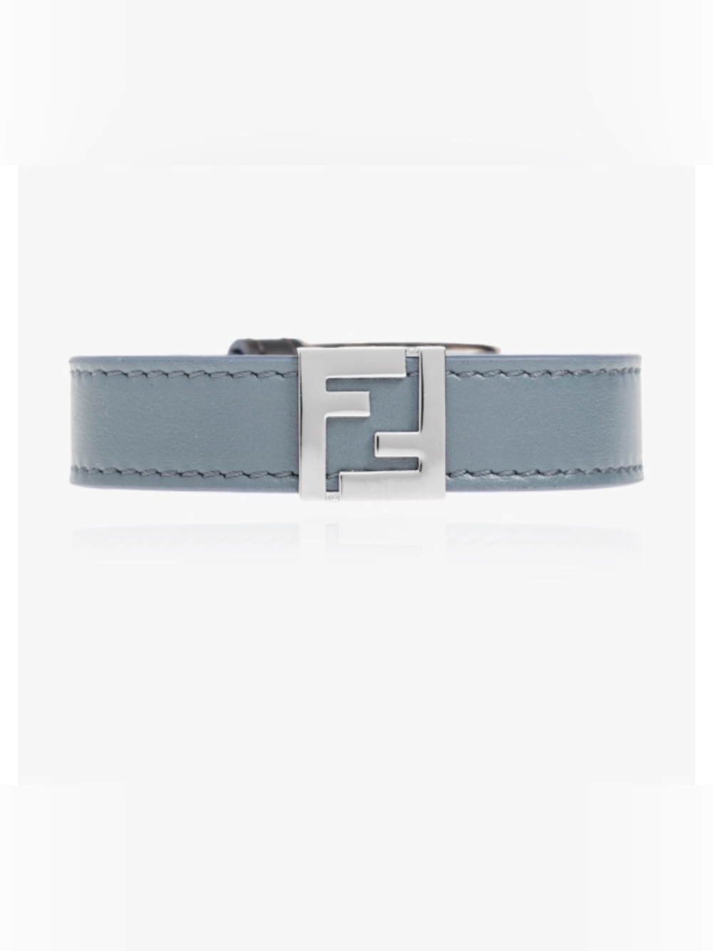Fendi Teal Leather Bracelet with Silver double FF Clasp Medium brand new